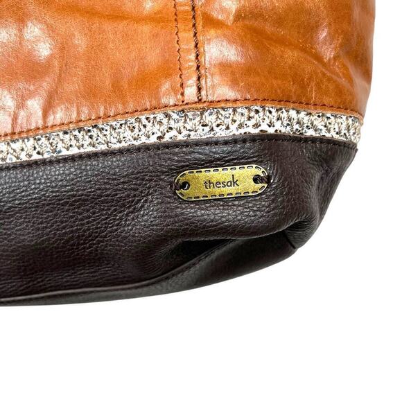 The Sak Landis Tote Handbag Genuine Leather in Caramel Brown - Picture 6 of 14